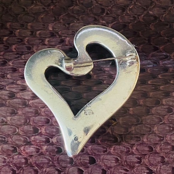 Sterling Silver 925 SSL Big Heart Brooch - Picture 6 of 9